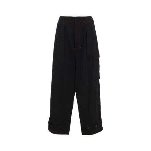 Black Denim Tab Pants