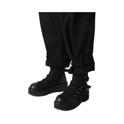 Black Denim Tab Pants
