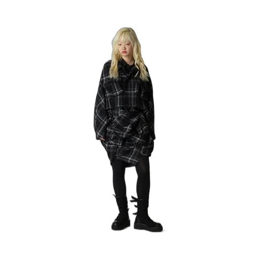 Plaid Pattern Flap Pocket Jacket