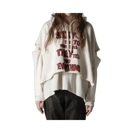 Stay True Print Layered Short Hoodie