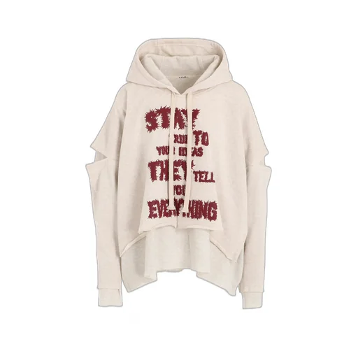Stay True Print Layered Short Hoodie