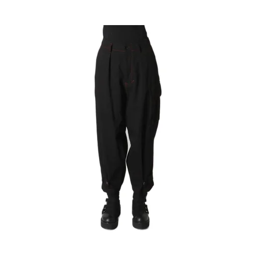 Black Denim Tab Pants