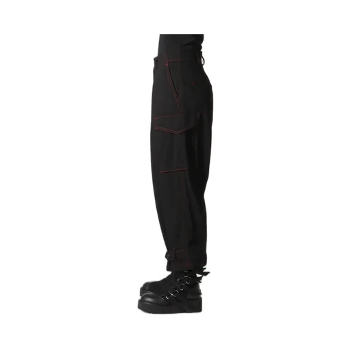 Black Denim Tab Pants