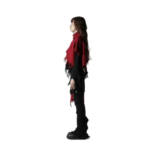 Crushed Rib Damaged 2Way Wool Scarf