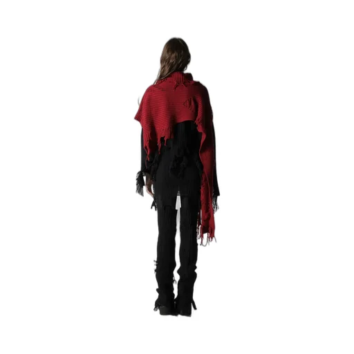 Crushed Rib Damaged 2Way Wool Scarf