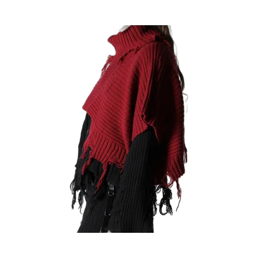 Crushed Rib Damaged 2Way Wool Scarf