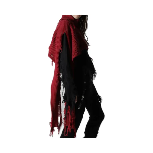 Crushed Rib Damaged 2Way Wool Scarf