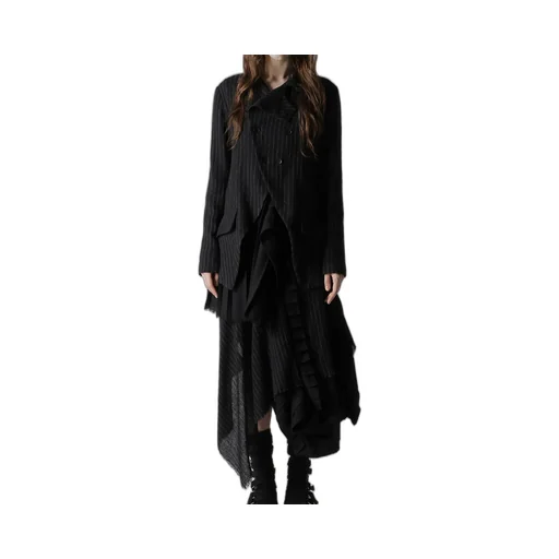 Stripe Gauze Pleats Designed Jacket