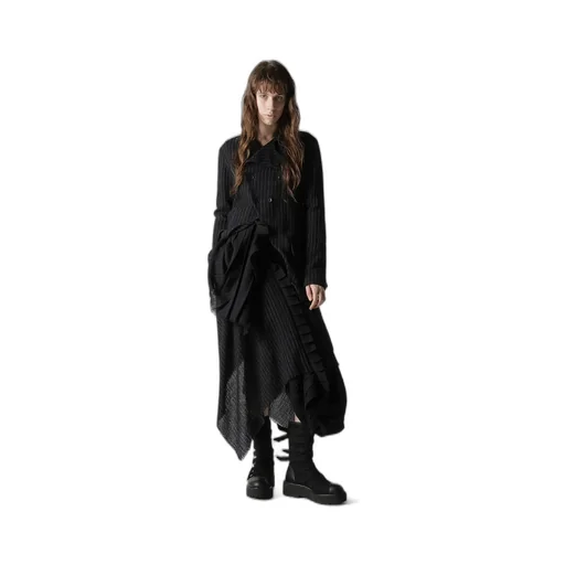 Stripe Gauze Pleats Designed Jacket