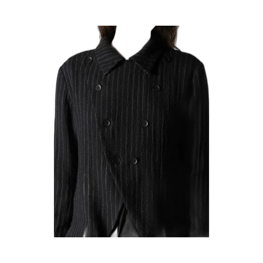 Stripe Gauze Pleats Designed Jacket