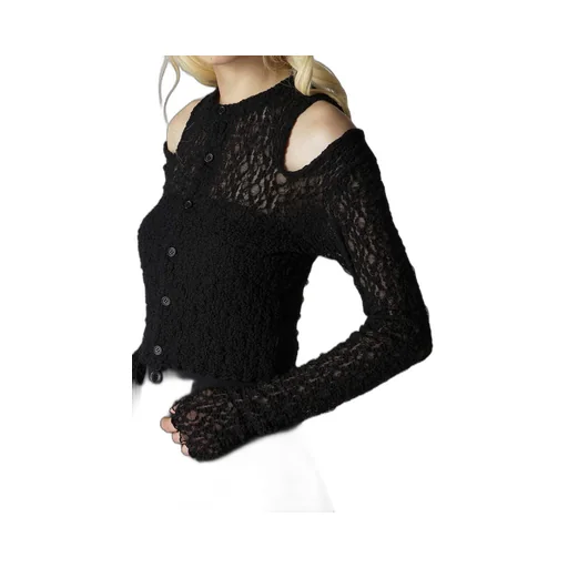 Flower Shirring Slit Cardigan