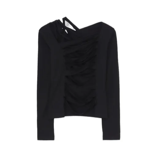 Plain Stitch Slit Cross T-Shirt