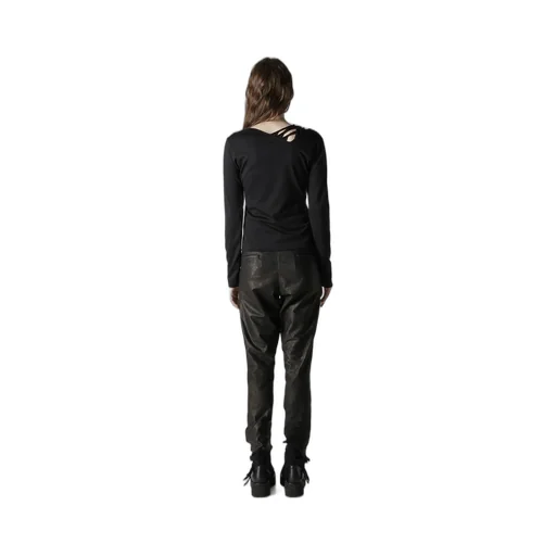 Plain Stitch Slit Cross T-Shirt