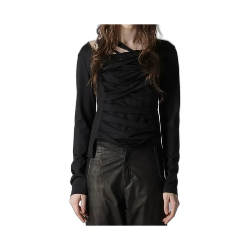 Plain Stitch Slit Cross T-Shirt