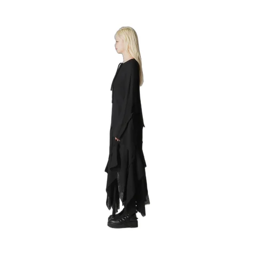 Wool Gauze Frilled Dress