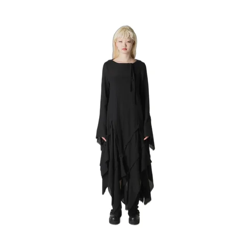 Wool Gauze Frilled Dress