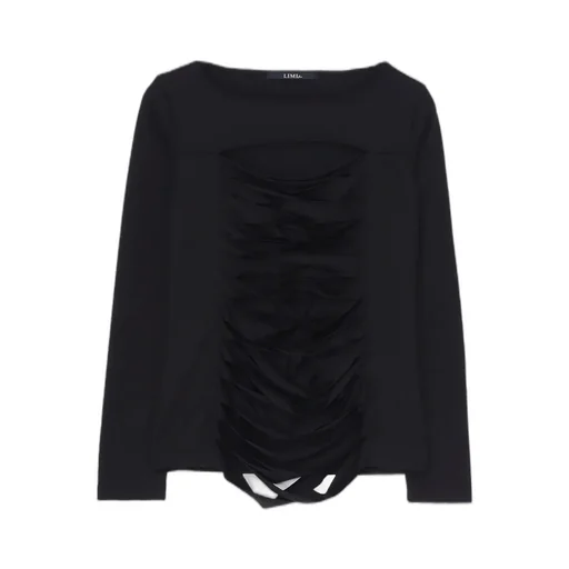 Plain Stitch Slit Cross Long T-Shirt