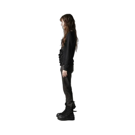 Plain Stitch Slit Cross Long T-Shirt