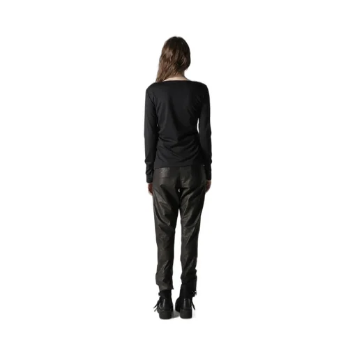 Plain Stitch Slit Cross Long T-Shirt