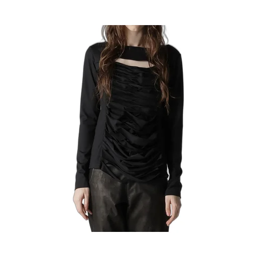 Plain Stitch Slit Cross Long T-Shirt