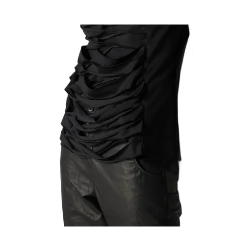 Plain Stitch Slit Cross Long T-Shirt