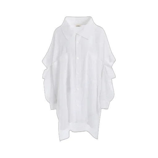 Soft Lawn Elbow Slit Long Shirt