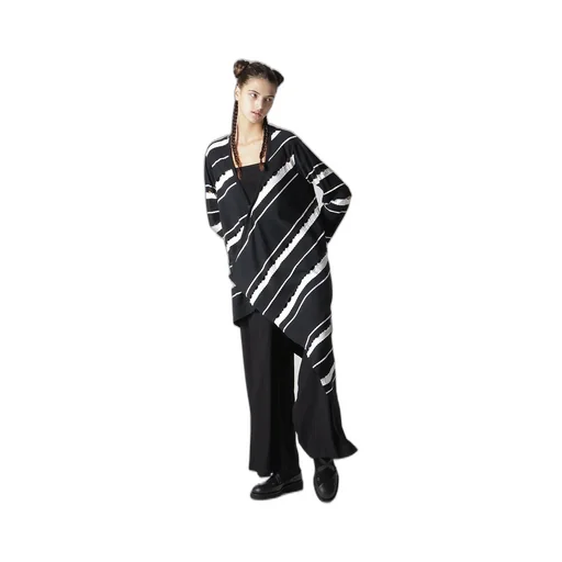 Holed Border Pattern Square Hem Cardigan