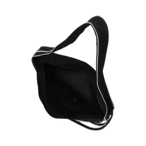 Black Denim Round Zip Bag