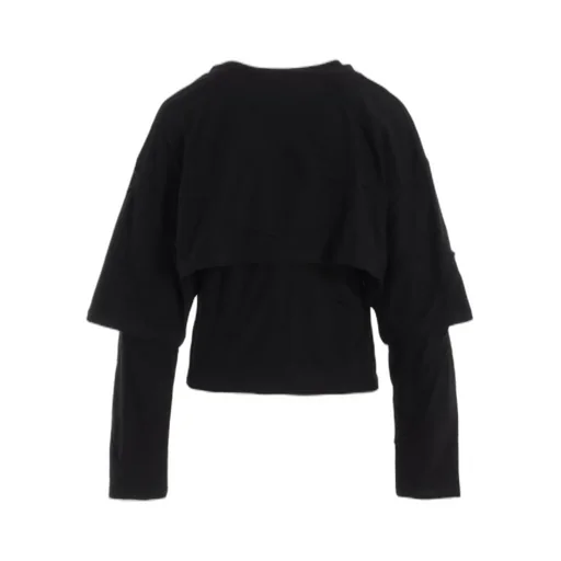 Tuck Jacquard Layered Separate Long Sleeve T-Shirt