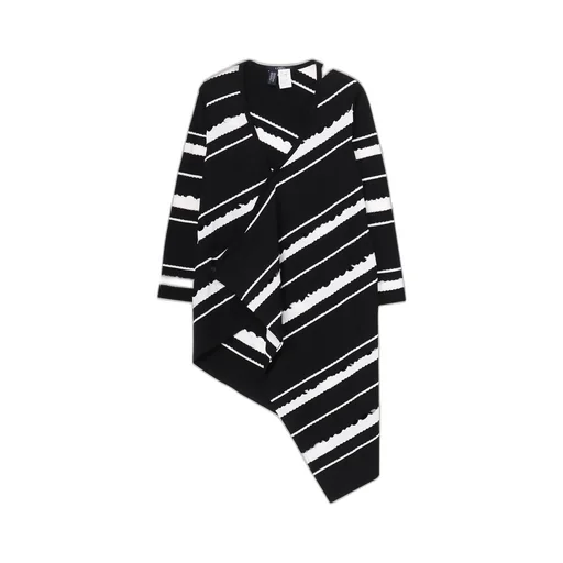 Holed Border Pattern Square Hem Cardigan