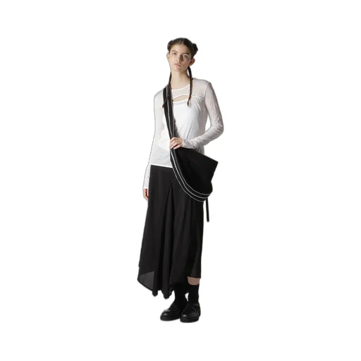Black Denim Round Zip Bag