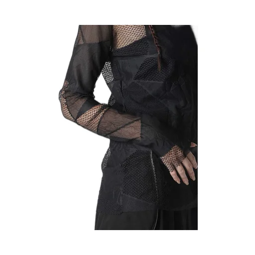 Geometric Net Slim Long Sleeve T-Shirt
