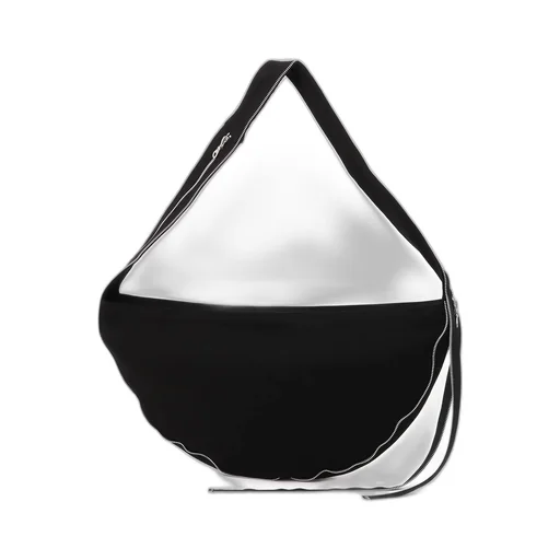 Black Denim Round Zip Bag