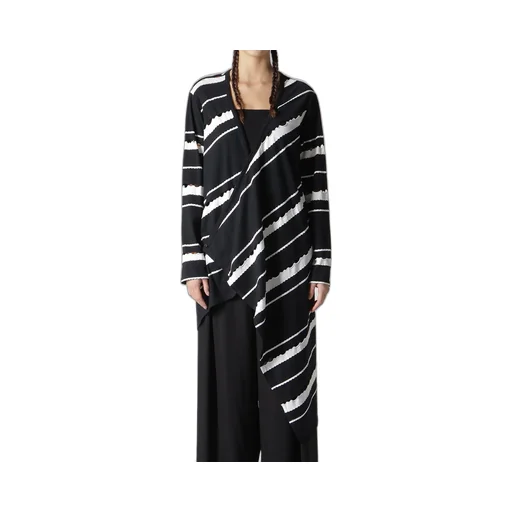 Holed Border Pattern Square Hem Cardigan