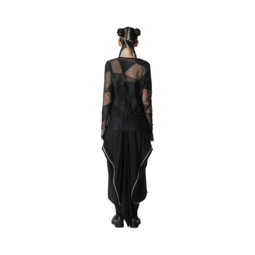 Geometric Net Slim Long Sleeve T-Shirt