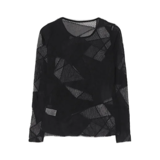 Geometric Net Slim Long Sleeve T-Shirt