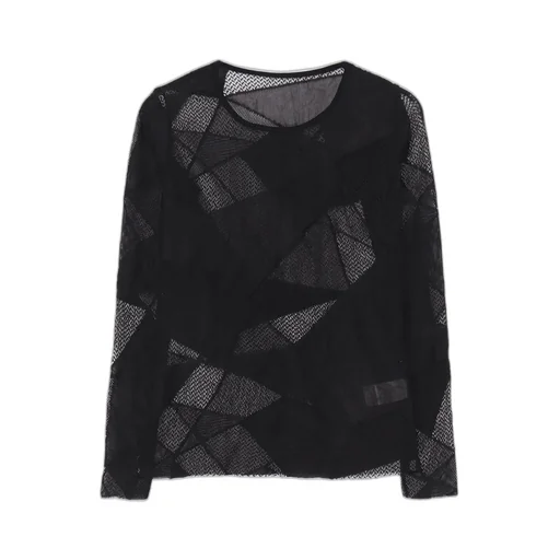 Geometric Net Slim Long Sleeve T-Shirt
