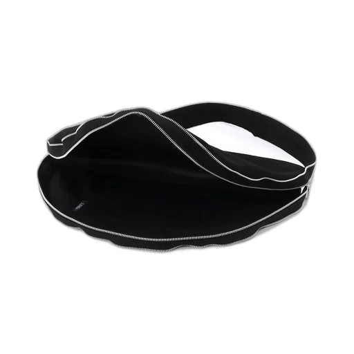 Black Denim Round Zip Bag