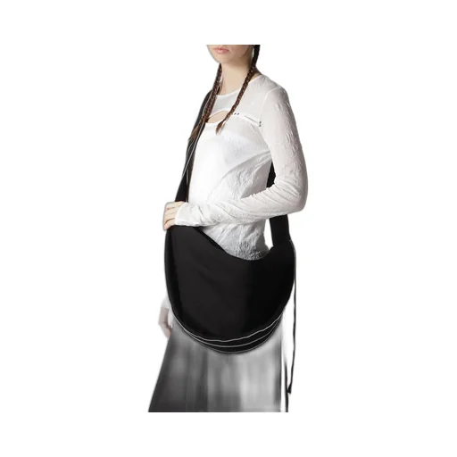 Black Denim Round Zip Bag