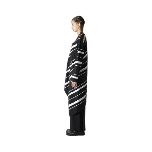 Holed Border Pattern Square Hem Cardigan