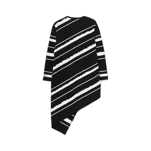 Holed Border Pattern Square Hem Cardigan