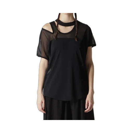 Tulle Slit French Sleeve T-Shirt
