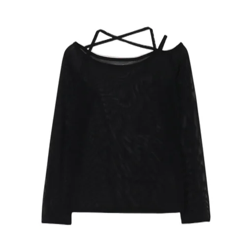 Tulle String Detail Long Sleeve T-Shirt