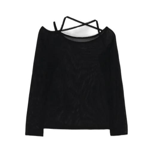Tulle String Detail Long Sleeve T-Shirt