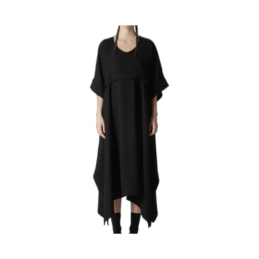Double Satin V-Neck Flare Dress