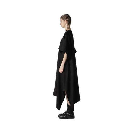 Double Satin V-Neck Flare Dress
