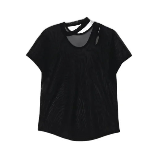 Tulle Slit French Sleeve T-Shirt