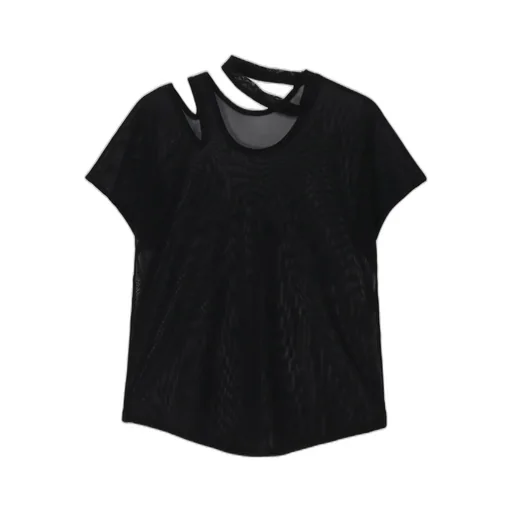 Tulle Slit French Sleeve T-Shirt
