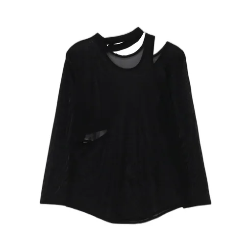 Tulle Slit Long Sleeve T-Shirt