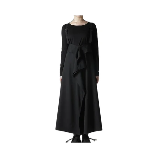 Wool Gabardine Squared Suspender Skirt